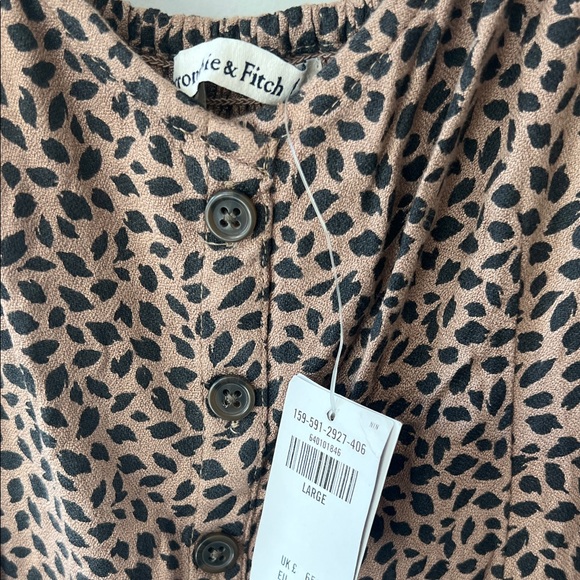 NWT Abercrombie & Fitch Brown Spotted Midi Dress - Picture 3 of 6